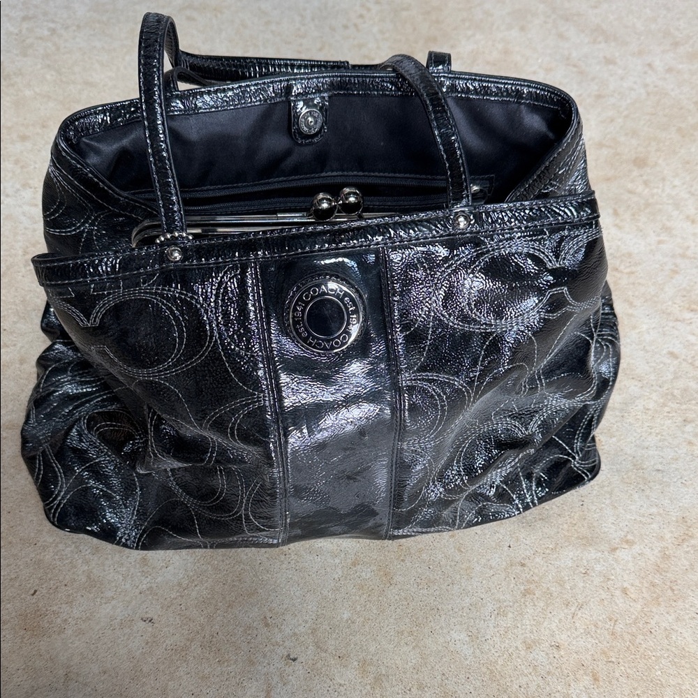 Coach Shimmering Black Shoulder Bag